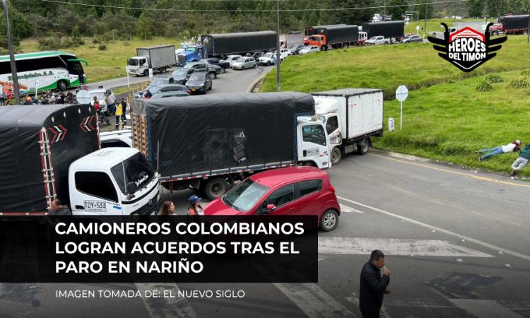 Camioneros colombianos logran acuerdos tras el paro en Nariño