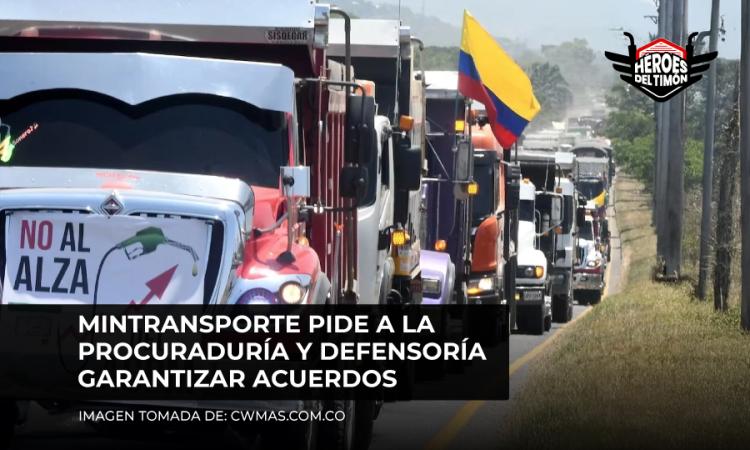 MinTransporte pide a la Procuraduría y Defensoría garantizar acuerdos