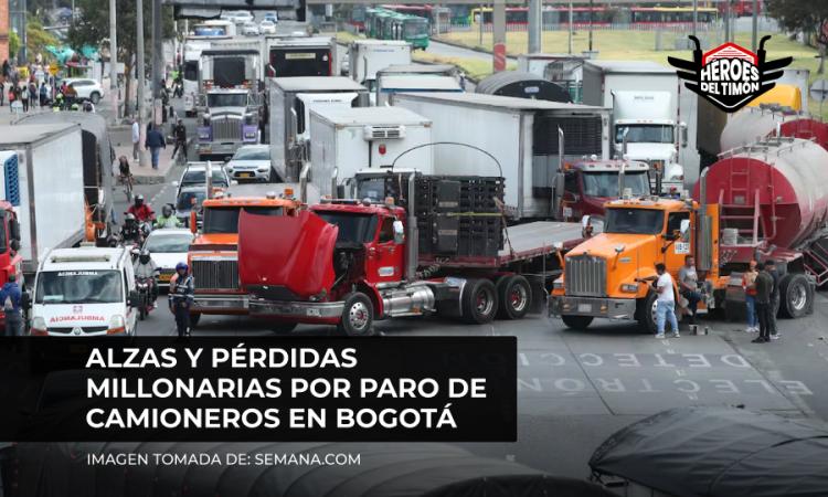 Alzas y pérdidas millonarias por paro de camioneros en Bogotá